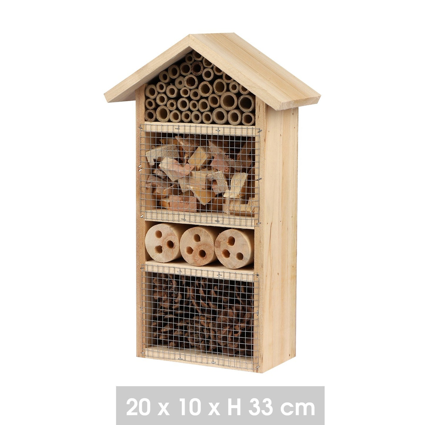 20X10X33Cm Hangable Insect Bee Bug Hotel Natural Wood Shelter Garden Nesting Box