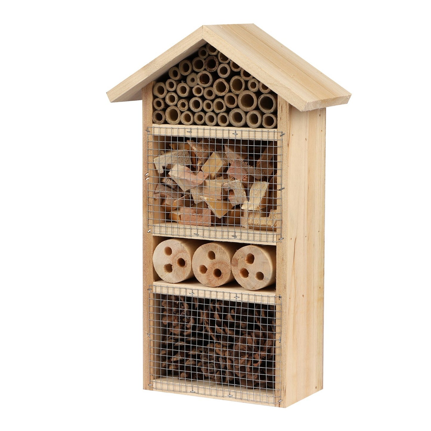 20X10X33Cm Hangable Insect Bee Bug Hotel Natural Wood Shelter Garden Nesting Box