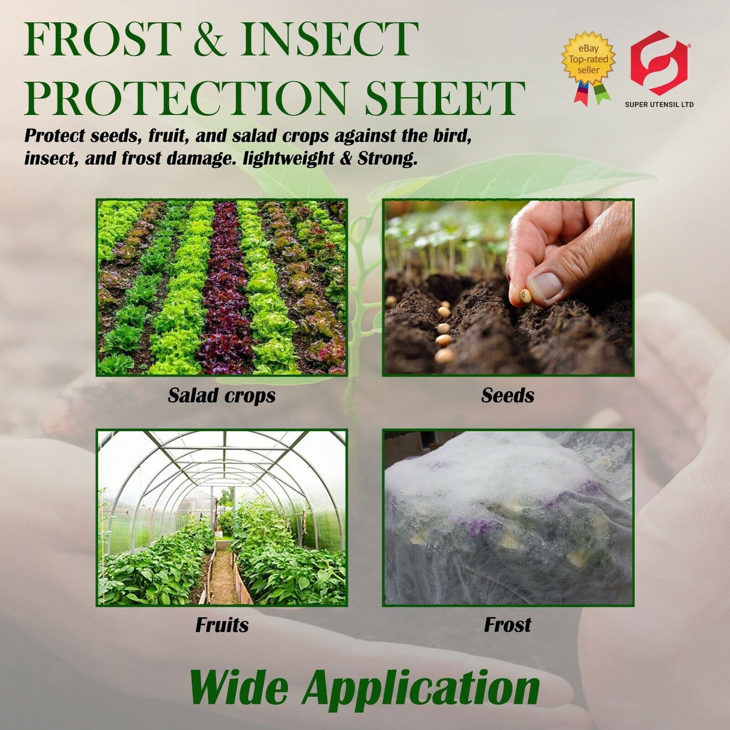 Plant Protection Frost & Insect Protective Fleece Sheet Garden 8X1.5M Each 2Pk