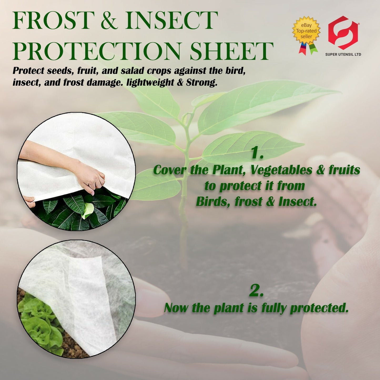 Plant Protection Frost & Insect Protective Fleece Sheet Garden 8X1.5M Each 2Pk
