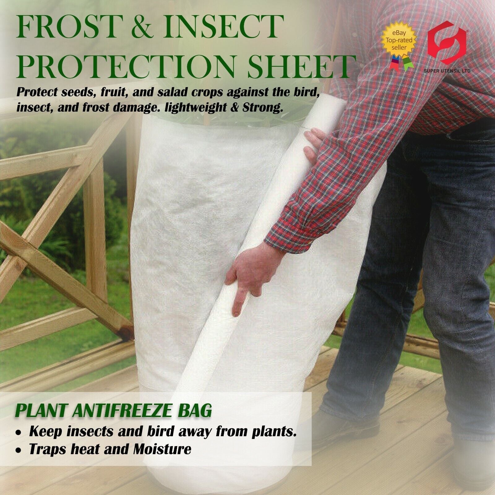 Plant Protection Frost & Insect Protective Fleece Sheet Garden 8X1.5M Each 2Pk