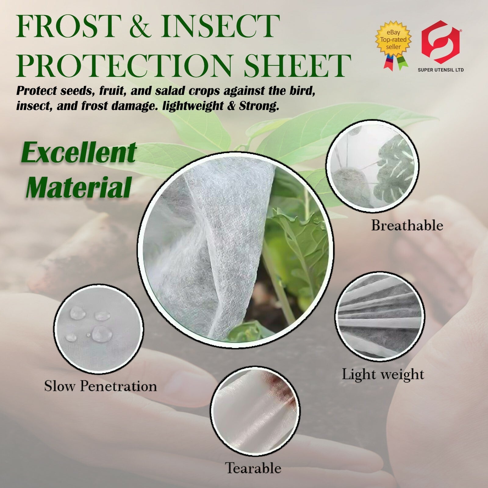 Plant Protection Frost & Insect Protective Fleece Sheet Garden 8X1.5M Each 2Pk